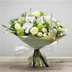 Luxury Florist Choice Winter White and Green Tied Bouquet
